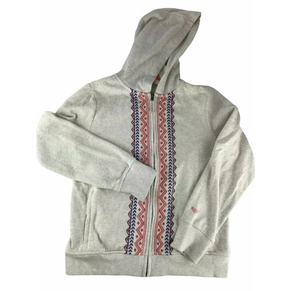 ROXY Girl Full Zip Hooded Sweatshirt Hoodie Surf L